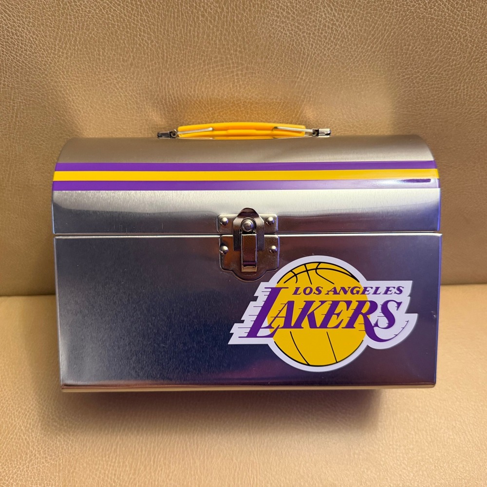 Los‎ Angeles Lakers Metal Lunch Box Silver Dome Top NBA Basketball Collectible